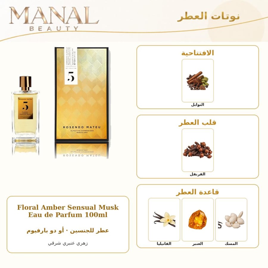 روزيندو ماتيو عطر نمبر 5 أو دو بارفيوم - عنبر زهري - للجنسين - 100 مل