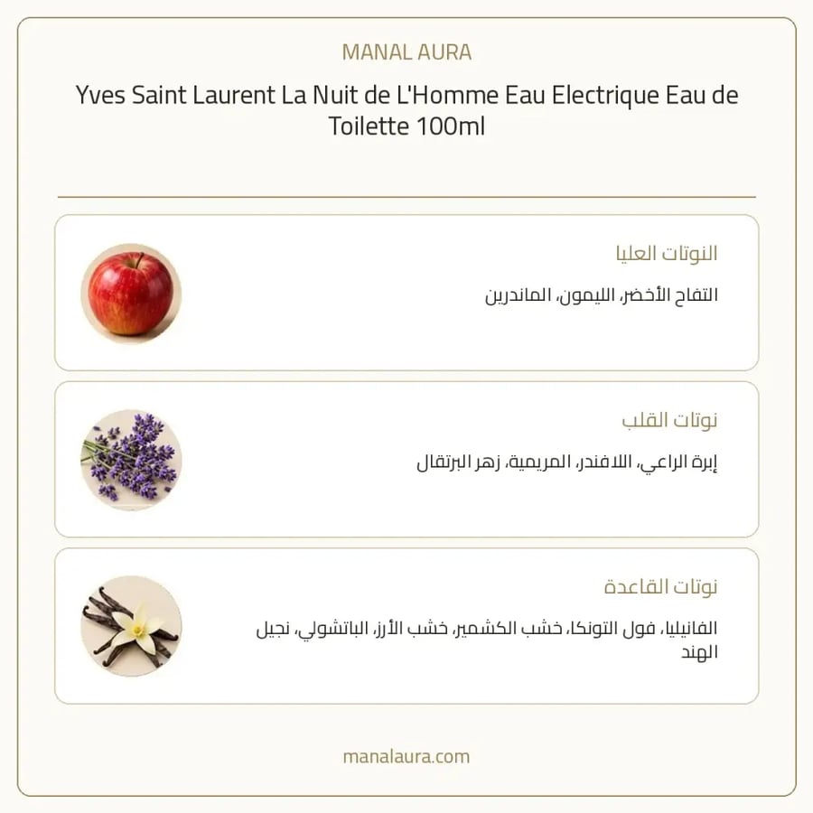 إيف سان لوران عطر لا نوي دي لوم ايو اليكتريك أو دو تواليت - شرقي سرخسي - للرجال - 100 مل