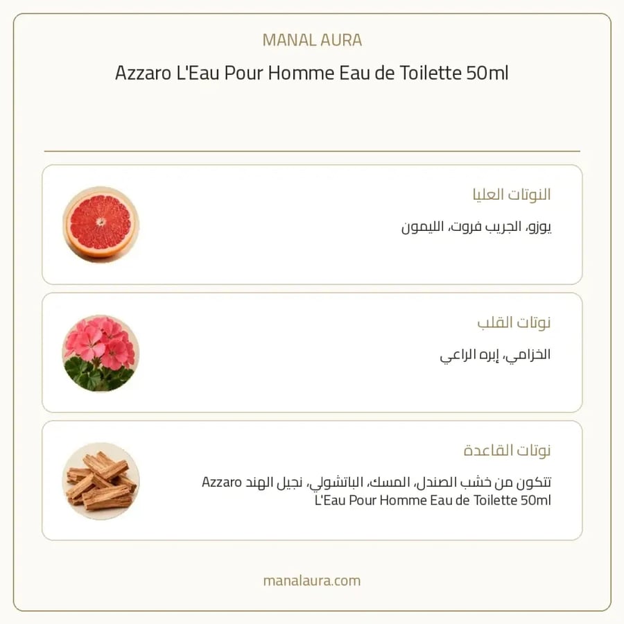 أزارو عطر ليو بور هوم أو دو تواليت - عطري سرخسي - للرجال - 50 مل