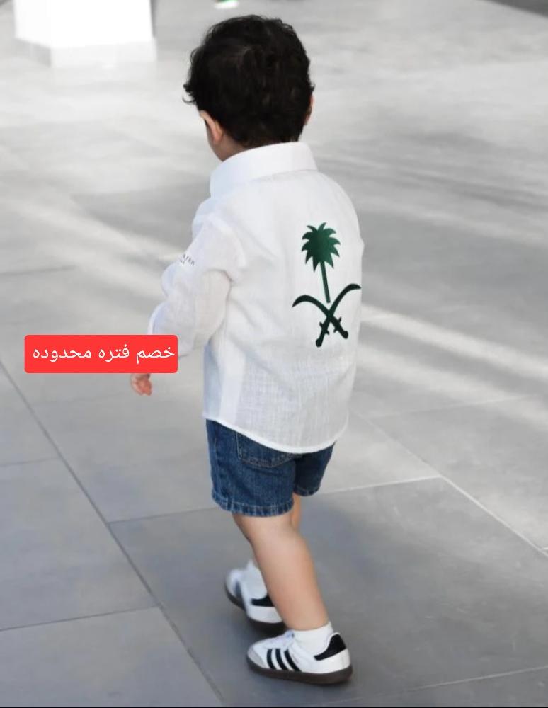 قميص بتطريز سيفين ونخلة كتان  أطفال