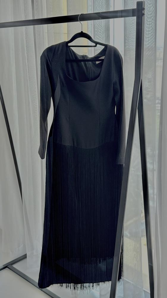 Long fringed black dress