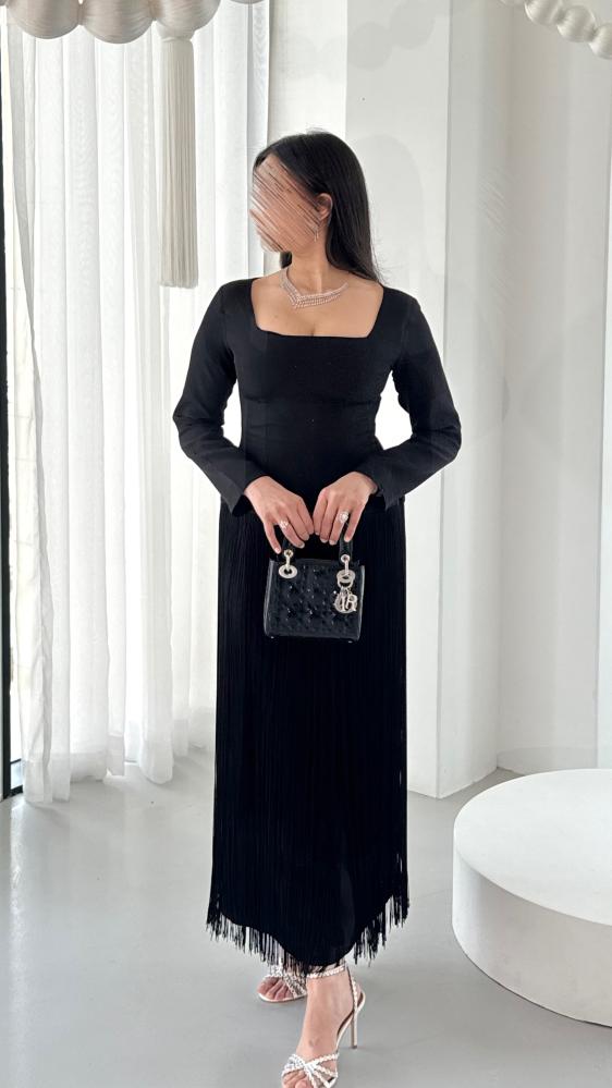 Long fringed black dress