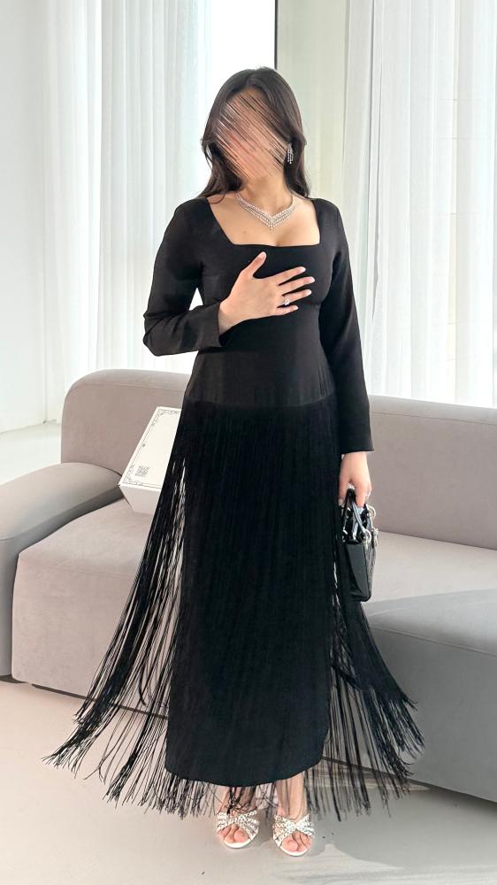 Long fringed black dress