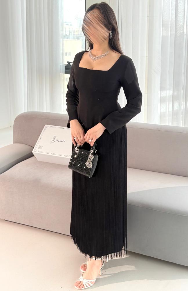 Long fringed black dress