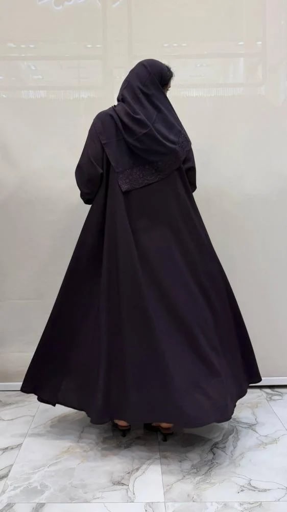 عباية رنا دبل كلوش تطريز للون موف