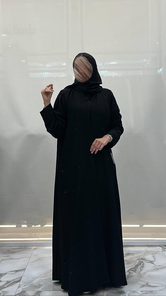 عباية مسك كلوش  بقماش ملكي  منثور كرستال