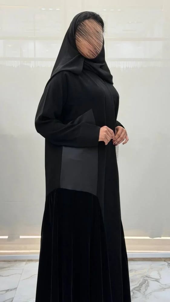 عباية تالين كلوش بقماش سراميك وتدخيلات جوانب مخمل