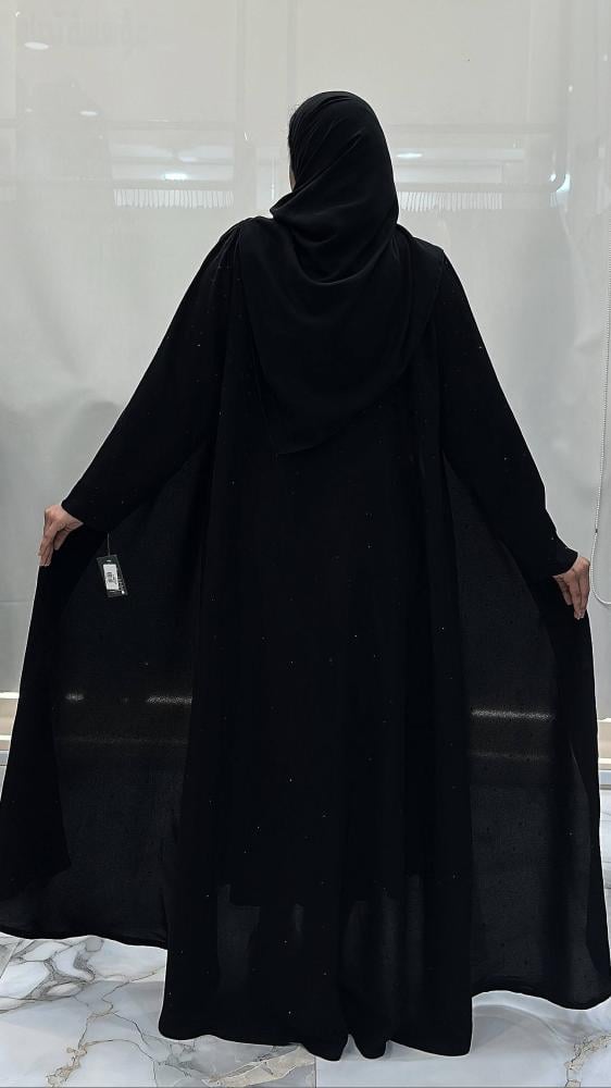 عباية مسك كلوش  بقماش ملكي  منثور كرستال