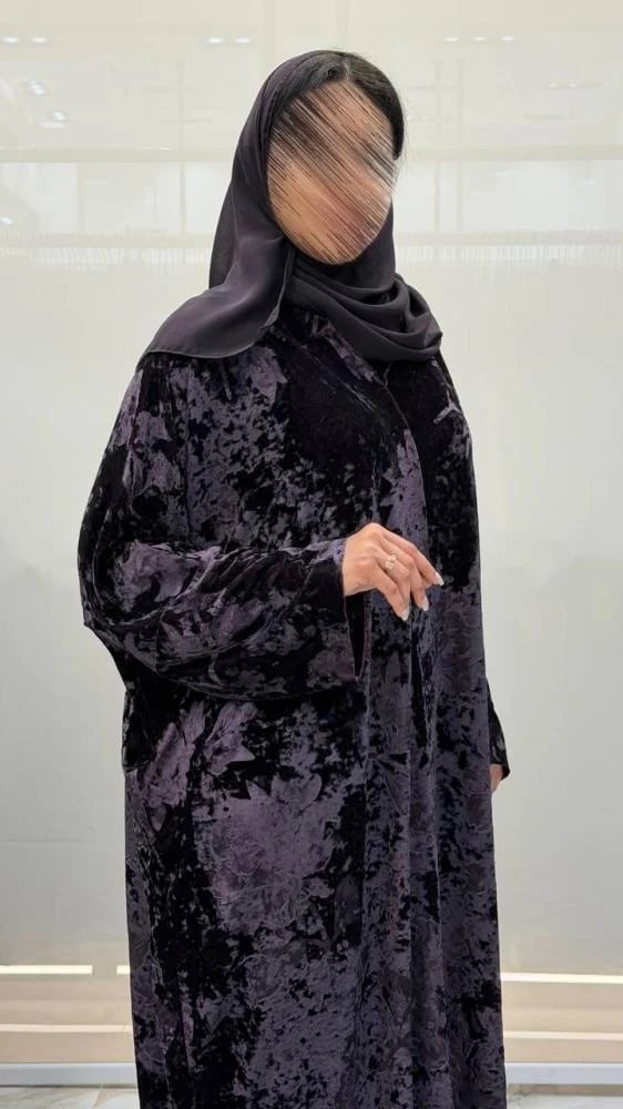 عباية هتان بشت بقماش مخمل سلكي مشجر