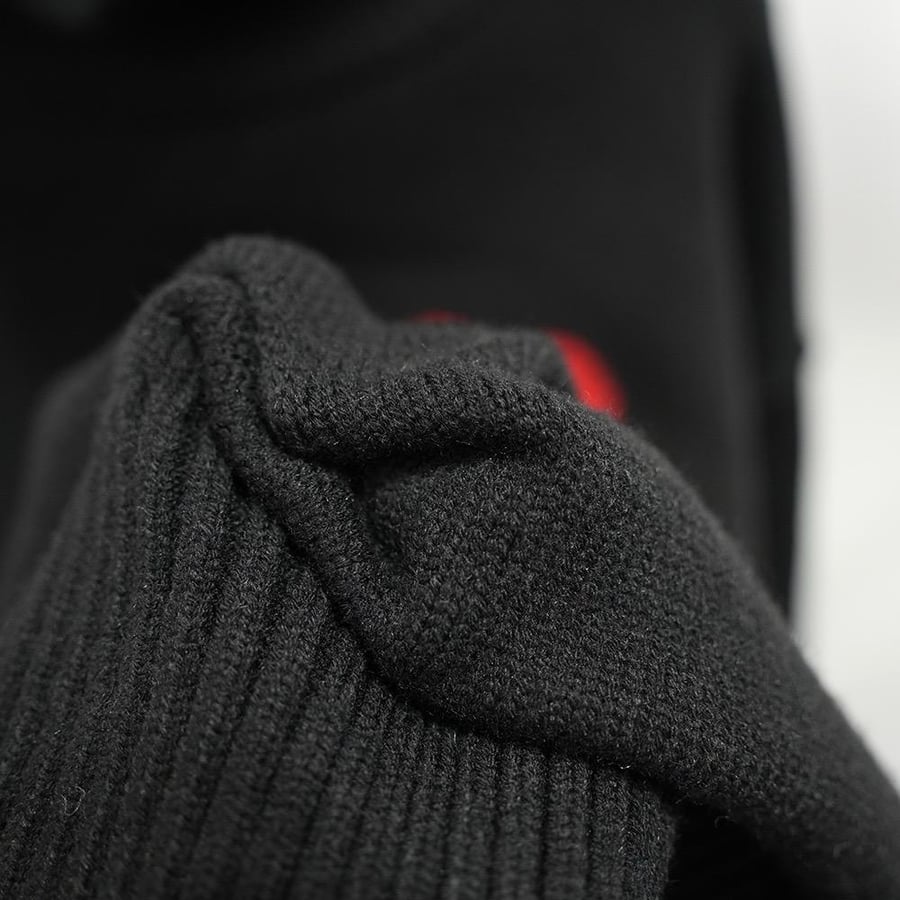 BLACK FUNELL NECK WOOL SWEATER WITH AMI DE COEUR