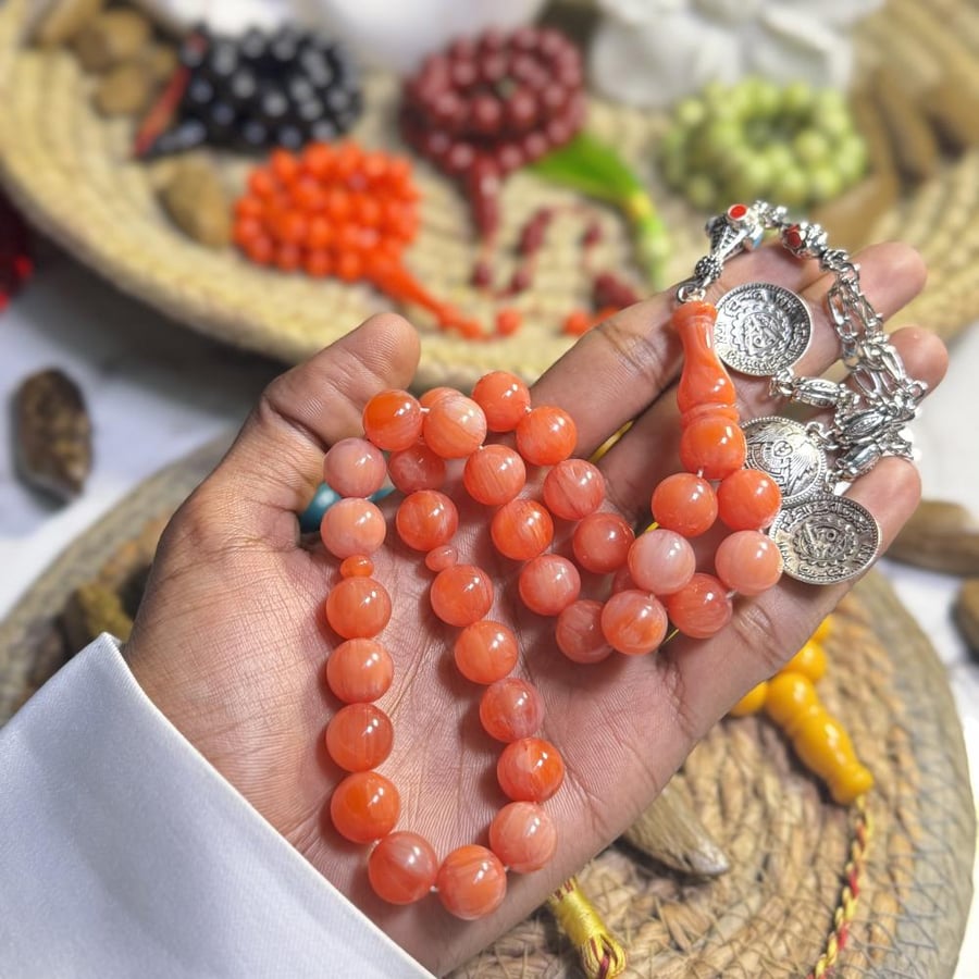 A Fatoran coral prayer bead bracelet