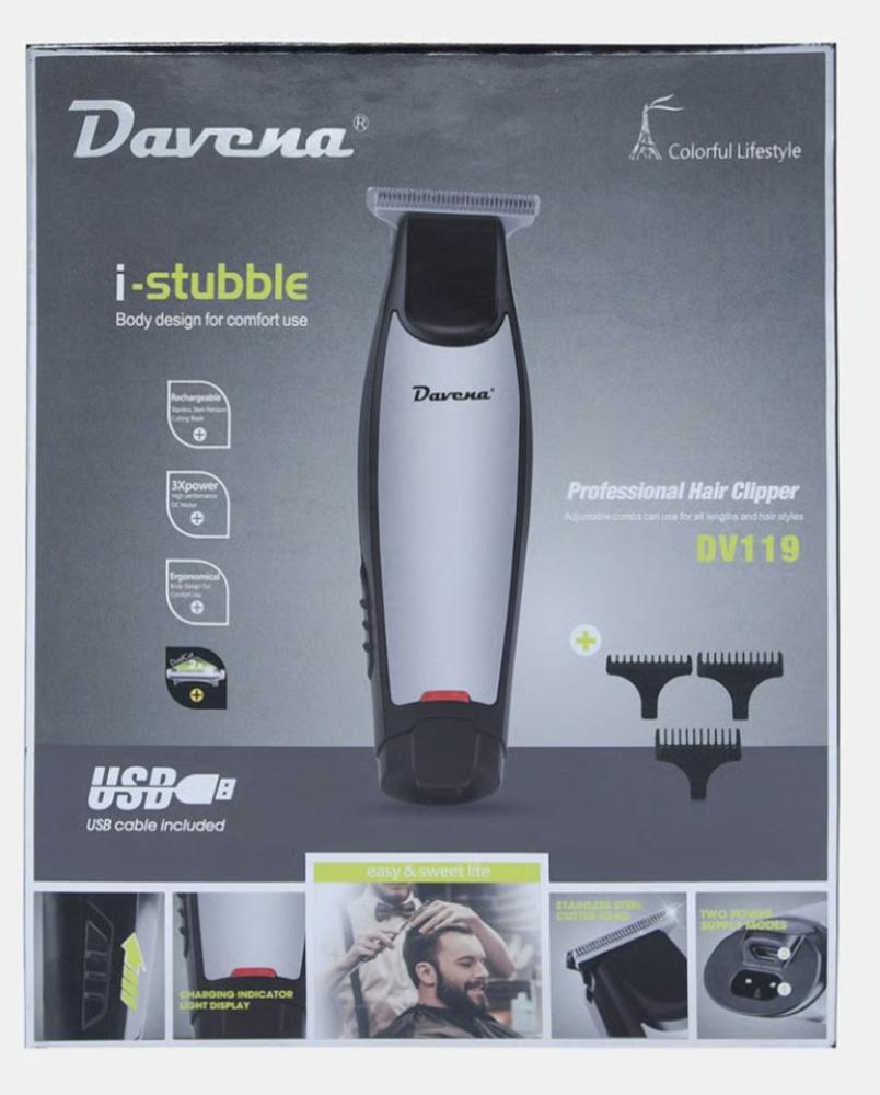 ماكينة حلاقة وتخفيف و تشذيب دقن وشعر للرجال Davena DV-119 | 4 في 1 | محرك قوي 3X | شحن USB