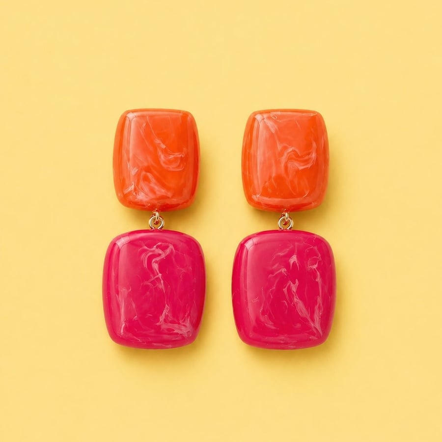 CORAL BLOCK EARRING