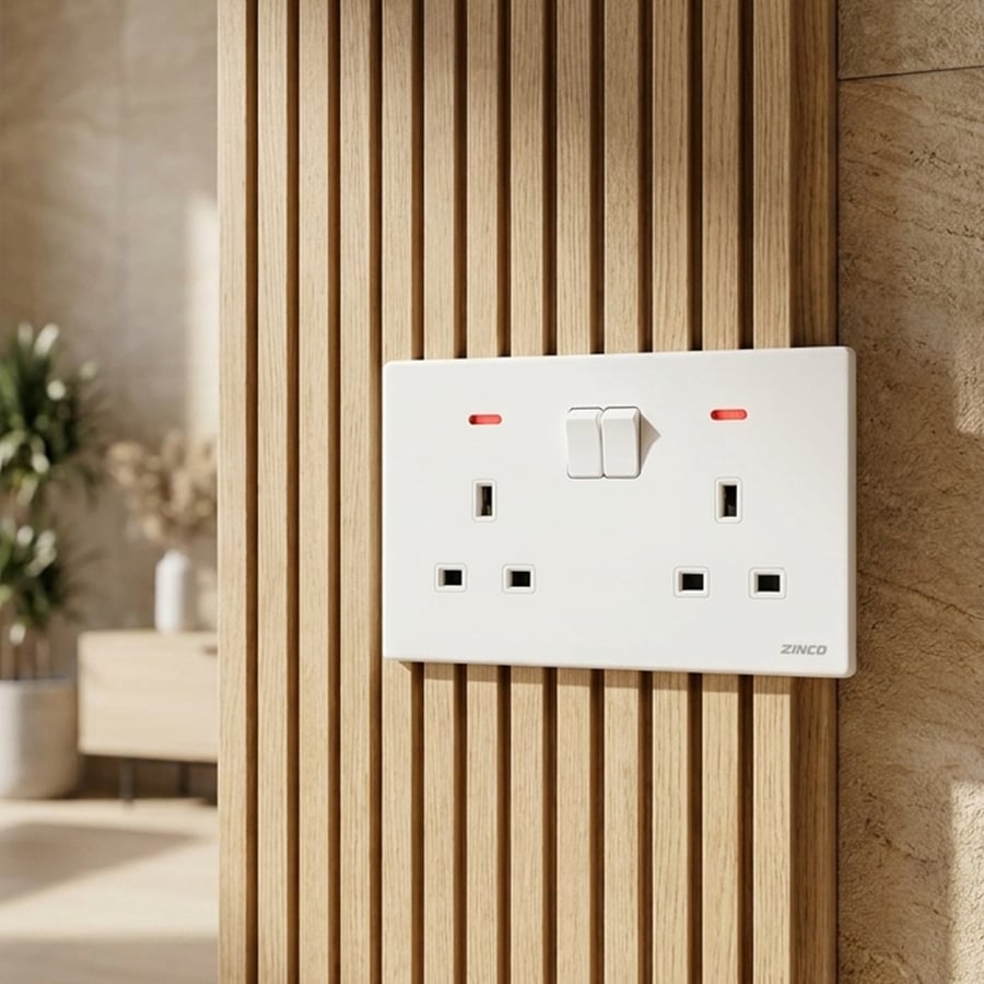 فيش بمفتاح أبيض 13 أمبير 7×14 سم ZINCO