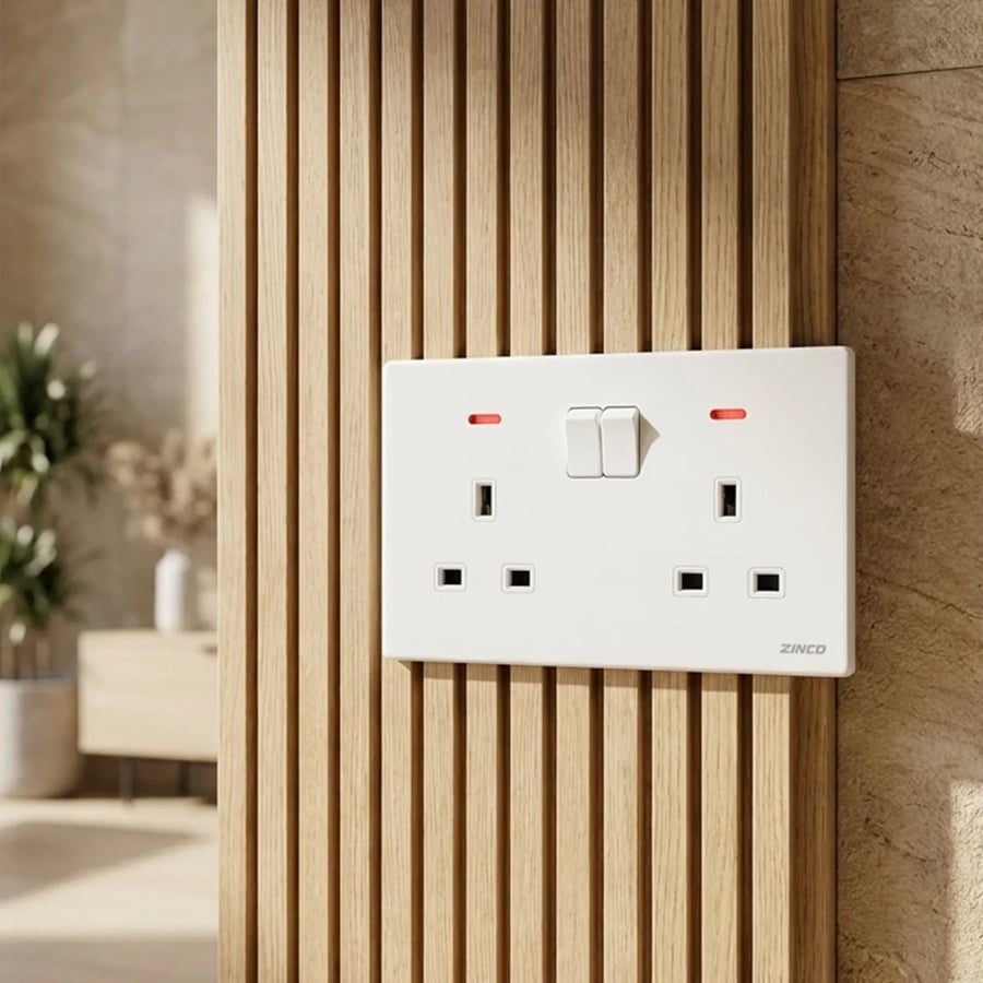 فيش بمفتاح أبيض 13 أمبير 7×14 سم ZINCO