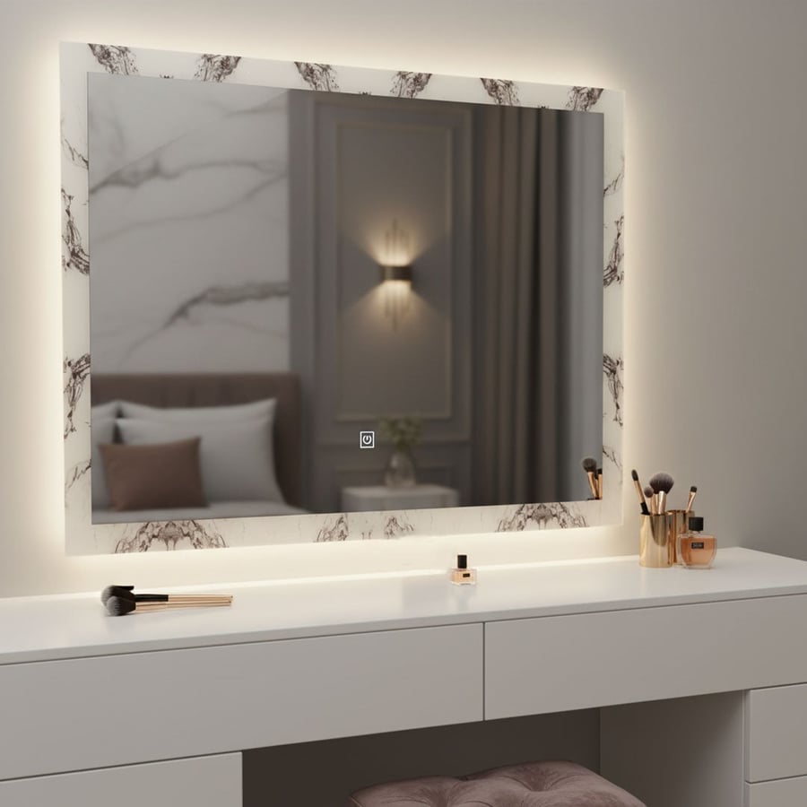 مرآة حمام BOQATI مع إضاءة LED موديل B009 - 60×80 سم