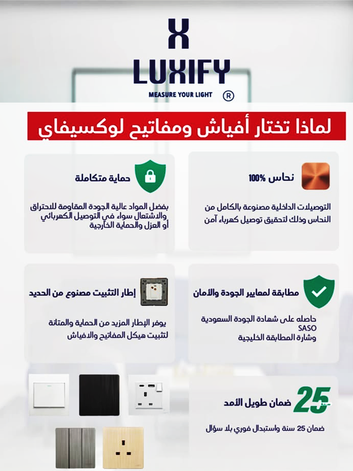فيش 13 امبير مع مفتاح اسود LUXIFY