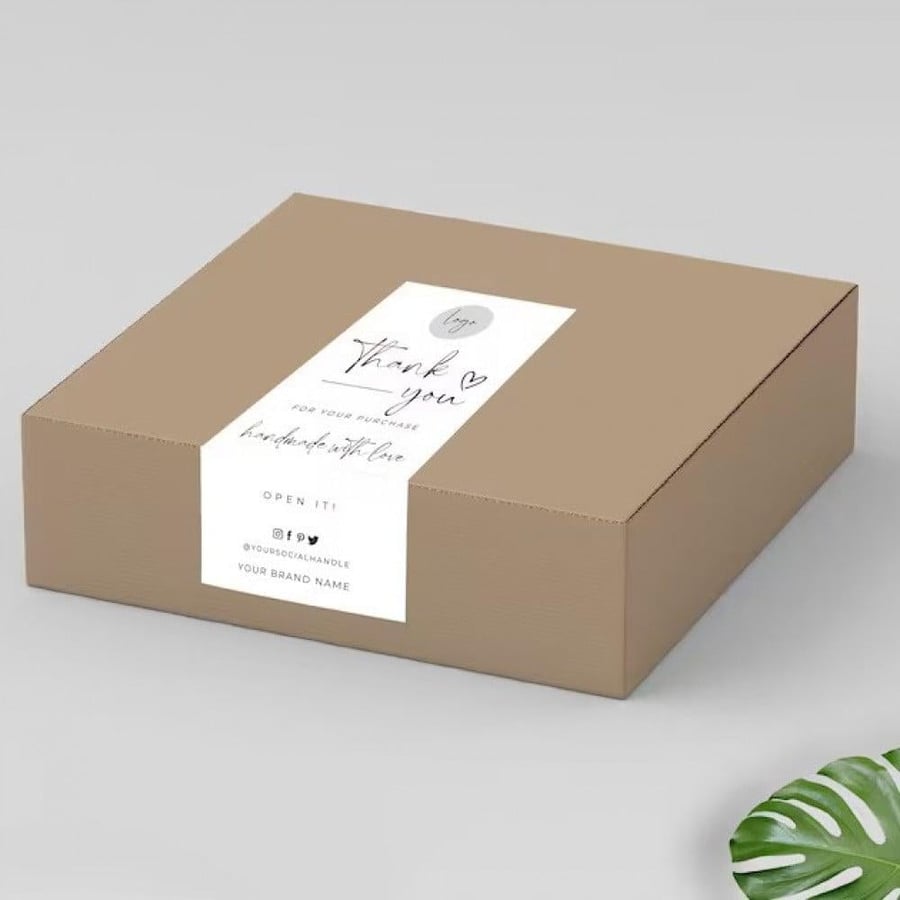 ملصق إغلاق طويل للعلب 21×9 سم
