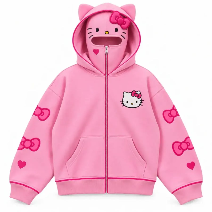 هودي Kitty بغطاء وجه