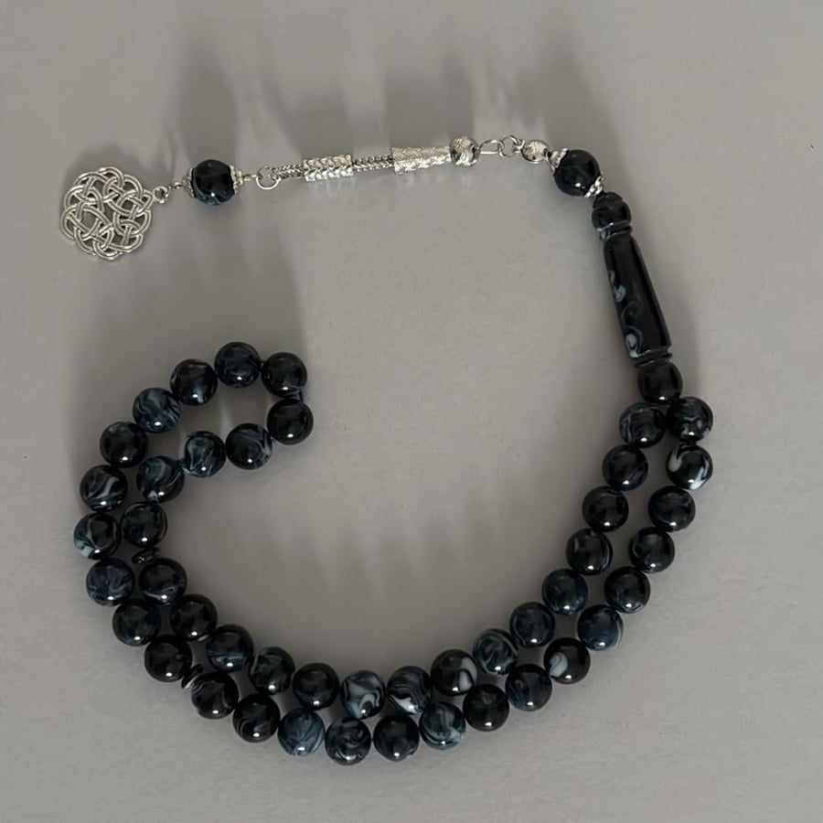 Pen and rosary package (silver, black mixed)