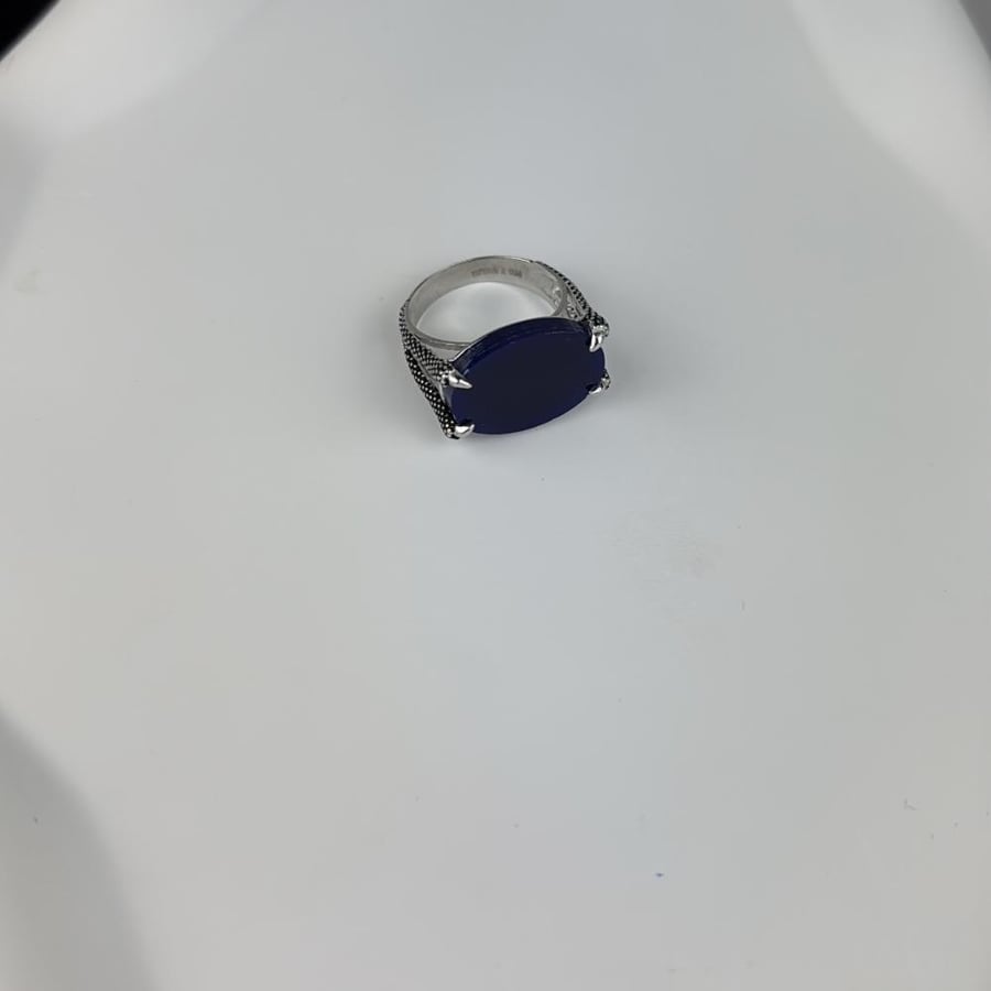 Men's silver ring with claw (lapis lazuli)