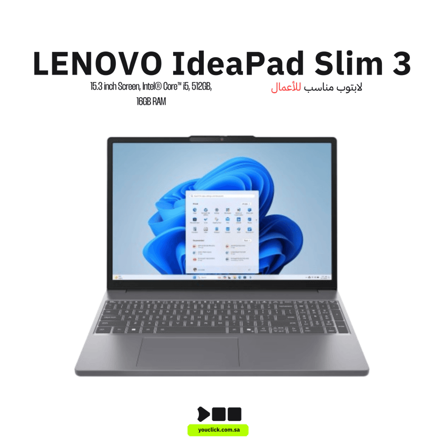 لينوفو IdeaPad Slim 3 15IRH10، 83K101GWAD، معالج Intel® Core™ i5-13420H، ذاكرة وصول عشوائي 16 جيجابايت، قرص صلب SSD بسعة 512 جيجابايت، لون رمادي