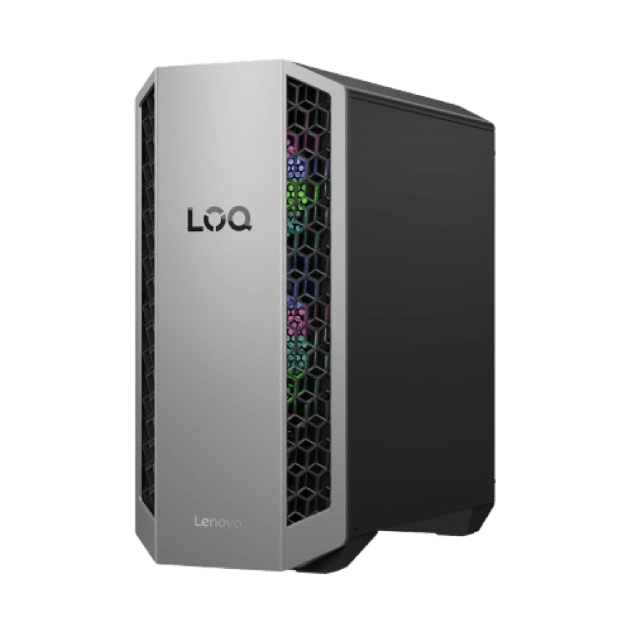 جهاز Lenovo LOQ Tower 26ADR10 المكتبي – معالج AMD Ryzen 9 8945HX، ذاكرة وصول عشوائي 32 جيجابايت، قرص صلب SSD بسعة 1 تيرابايت، بطاقة رسومات RTX 5060 Ti بسعة 16 جيجابايت، نظام تشغيل DOS