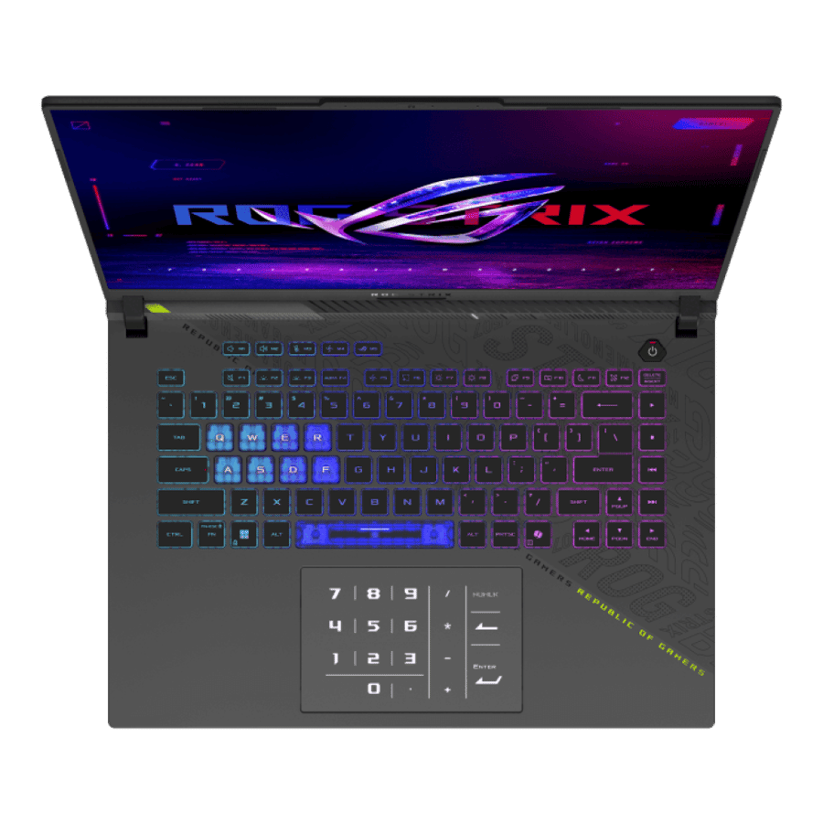 لابتوب الألعاب ASUS ROG Strix G16 G614PR، شاشة 16 بوصة FHD بتردد 165 هرتز، معالج AMD Ryzen 9 8940HX، ذاكرة وصول عشوائي 16 جيجابايت، قرص صلب SSD بسعة 1 تيرابايت، بطاقة رسومات GeForce RTX 5070 Ti بسعة 12 جيجابايت، لوحة مفاتيح إنجليزية، نظام تشغيل ويندوز 11،