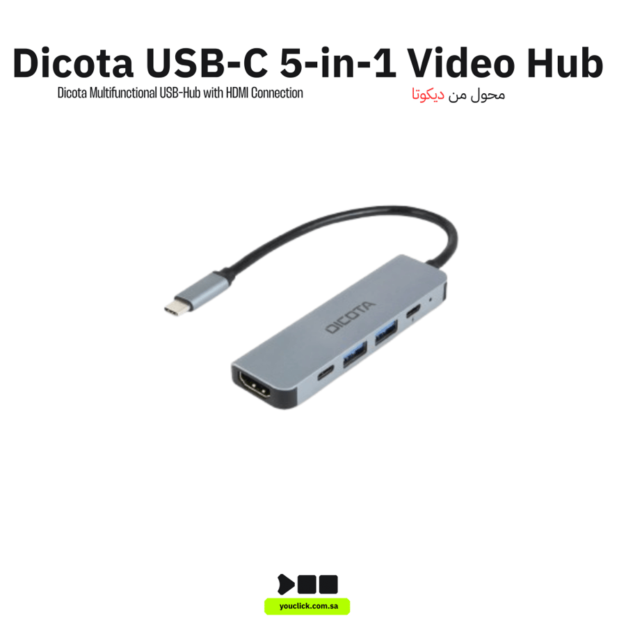 محور فيديو USB-C 5 في 1 بدقة 4K PD 100W - D32060
