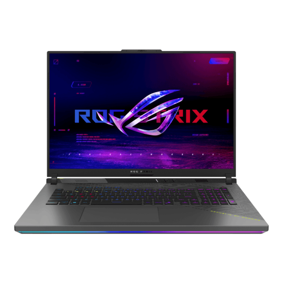 لابتوب الألعاب ASUS ROG Strix G18 G814FP، شاشة IPS مقاس 18 بوصة بدقة 2.5K، معالج AMD Ryzen 9 9955HX، ذاكرة وصول عشوائي 32 جيجابايت، قرص صلب SSD بسعة 1 تيرابايت، بطاقة رسومات GeForce RTX 5070 بسعة 8 جيجابايت، لوحة مفاتيح إنجليزية، نظام تشغيل ويندوز 11، لون