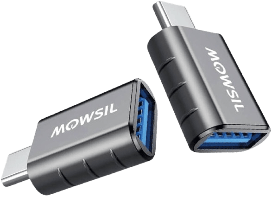 محول Mowsil USB-C إلى USB-A OTG بسرعة 5 جيجابت في الثانية، عبوة من قطعتين، محول عالي السرعة من USB-C ذكر إلى USB-A أنثى، نقل بيانات سريع وشحن لأجهزة MacBook وiPad Pro وSurface وأجهزة Android، فضي | MOCHP2
