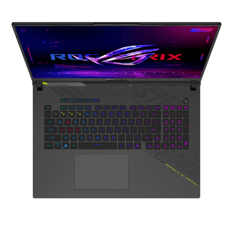 لابتوب الألعاب ROG Strix G18، شاشة ROG Nebula WQXGA مقاس 18 بوصة بتردد 240 هرتز، معالج AMD Ryzen 9 8940HX، بطاقة رسومات NVIDIA GeForce RTX 5060، ذاكرة وصول عشوائي 32 جيجابايت، قرص صلب SSD بسعة 1 تيرابايت، نظام التشغيل Windows 11 Home، G814PM-ES96 | 90NR0L