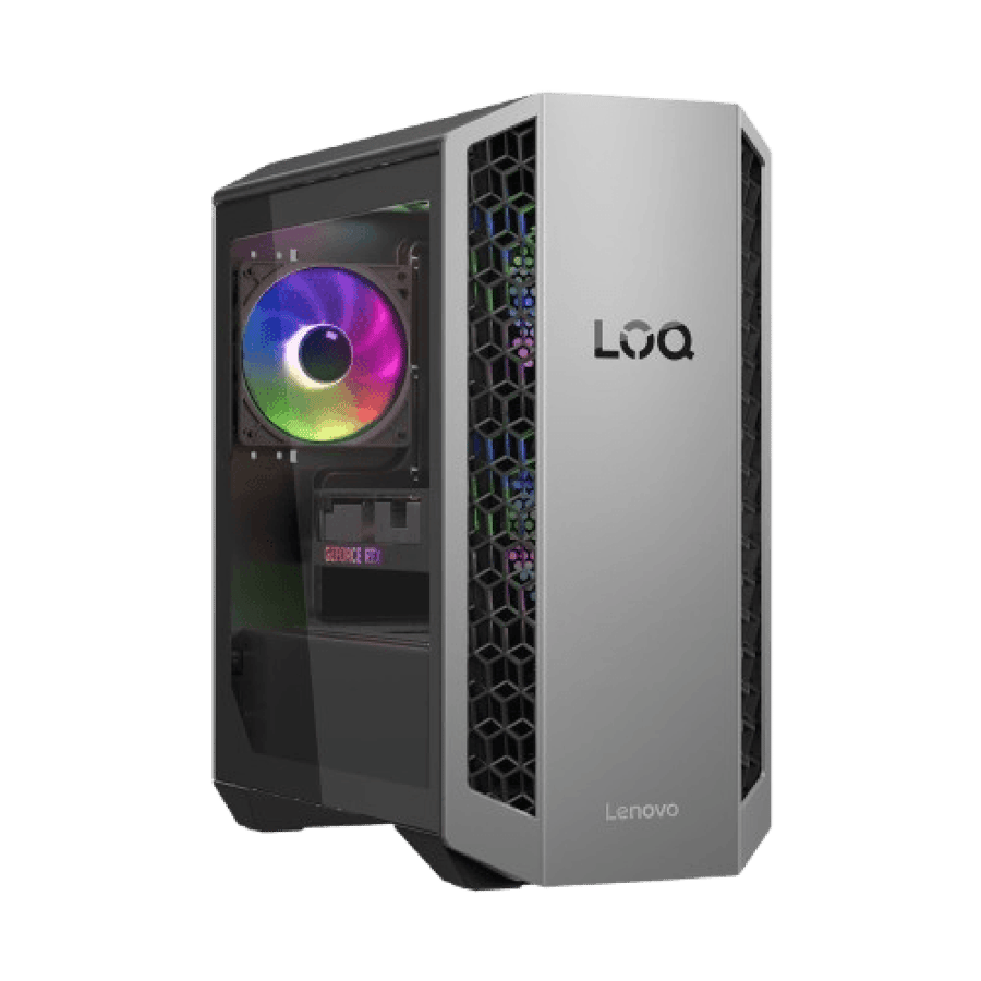 جهاز Lenovo LOQ Tower 26ADR10 المكتبي – معالج AMD Ryzen 9 8945HX، ذاكرة وصول عشوائي 32 جيجابايت، قرص صلب SSD بسعة 1 تيرابايت، بطاقة رسومات RTX 5060 Ti بسعة 16 جيجابايت، نظام تشغيل DOS