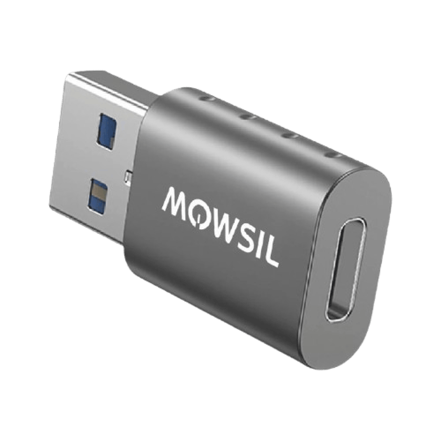محول موسيل USB 3.0 إلى USB C، محول USB A إلى USB C، مصنوع من سبائك الألومنيوم، USB 3.0 ذكر إلى USB C أنثى، نقل البيانات والشحن، متوافق مع أجهزة الكمبيوتر المحمولة وأجهزة الكمبيوتر الشخصية، رمادي | MOUCB