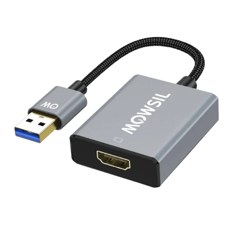 محول Mowsil من USB إلى HDMI، محول USB 3.0 إلى HDMI، مخرج فيديو عالي الدقة 1080P، نقل بيانات عالي السرعة، كابل بطول 8 سم، غلاف من الألومنيوم، متوافق مع أنظمة Windows وMac وأجهزة الكمبيوتر المحمولة والشخصية | MOUHD