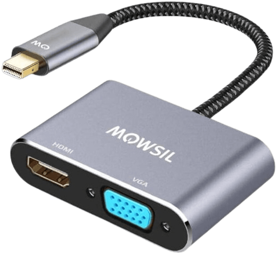 MOWSIL Mini DisplayPort to HDMI VGA Adapter, 4K 30Hz HDMI, 1080P VGA, Gold Plated, Aluminum, Mini DP to VGA HDMI Converter Gray | MOMDVH