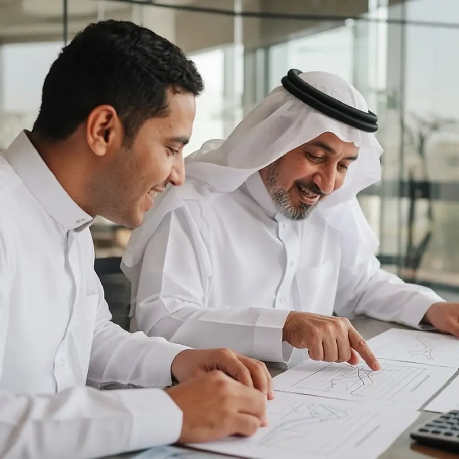 مدير مالي يعتمد سيناريوهات التنبؤ المالي المطبوعة التي أعدها محلل مالي شاب