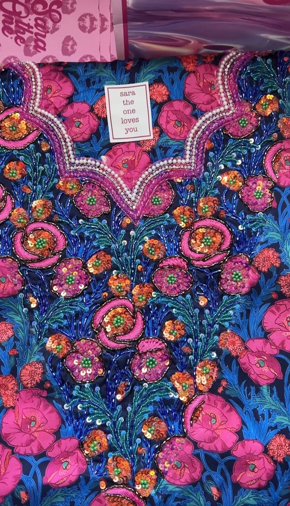 Jana fabric made of London cotton decorated with hand embroidery