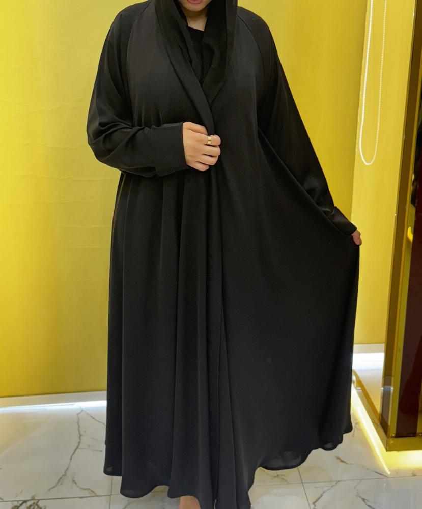 Silk touch fabric abaya with a flared design
