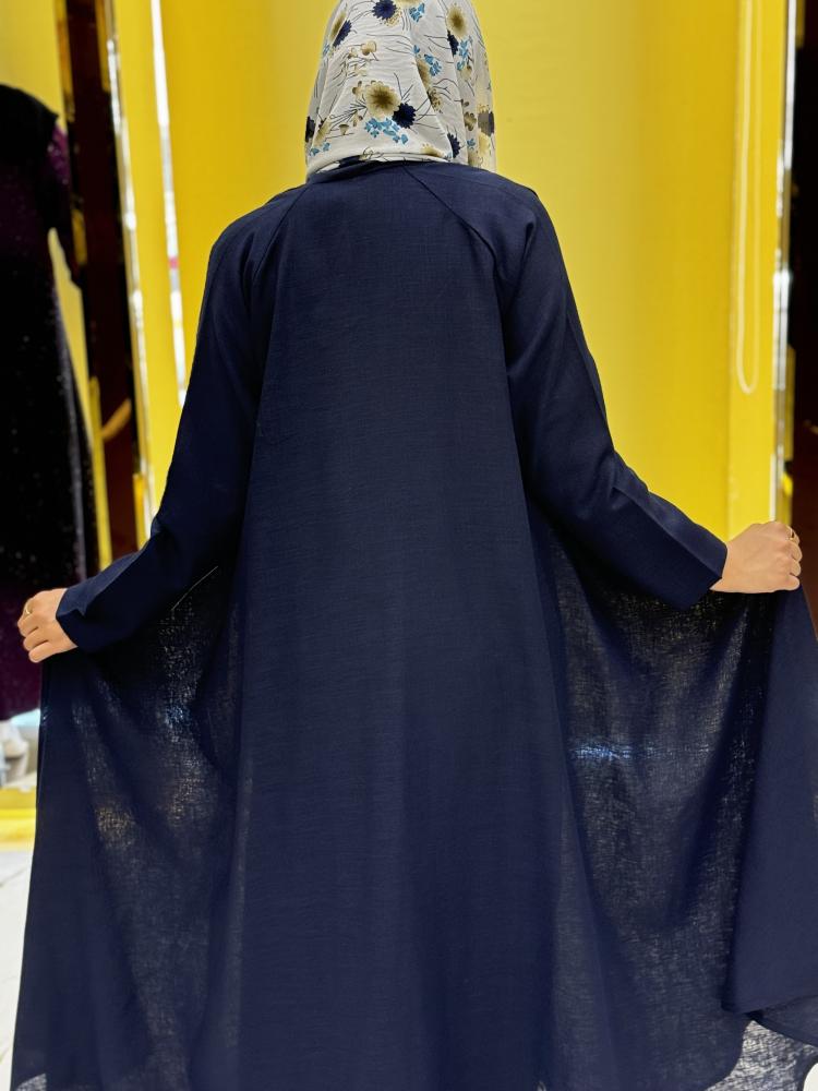 Linen fabric abaya with a flared design