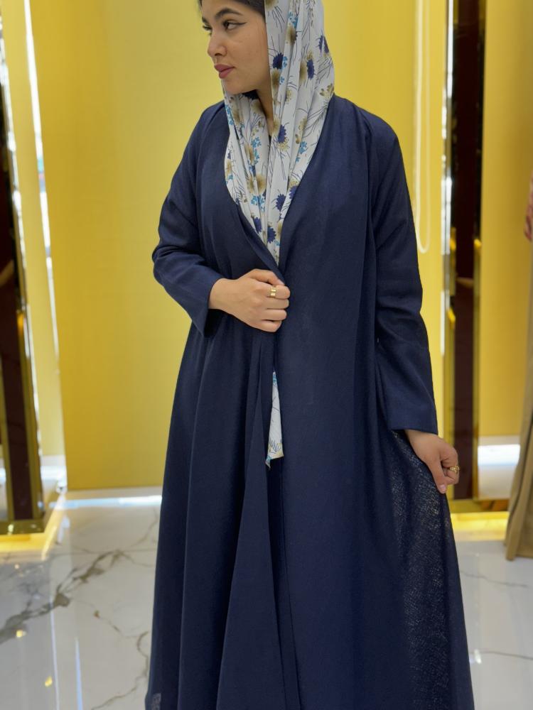 Linen fabric abaya with a flared design