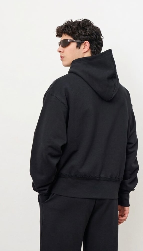 KATE UNISEX OVERSIZE ZIP JACKET - BLACK