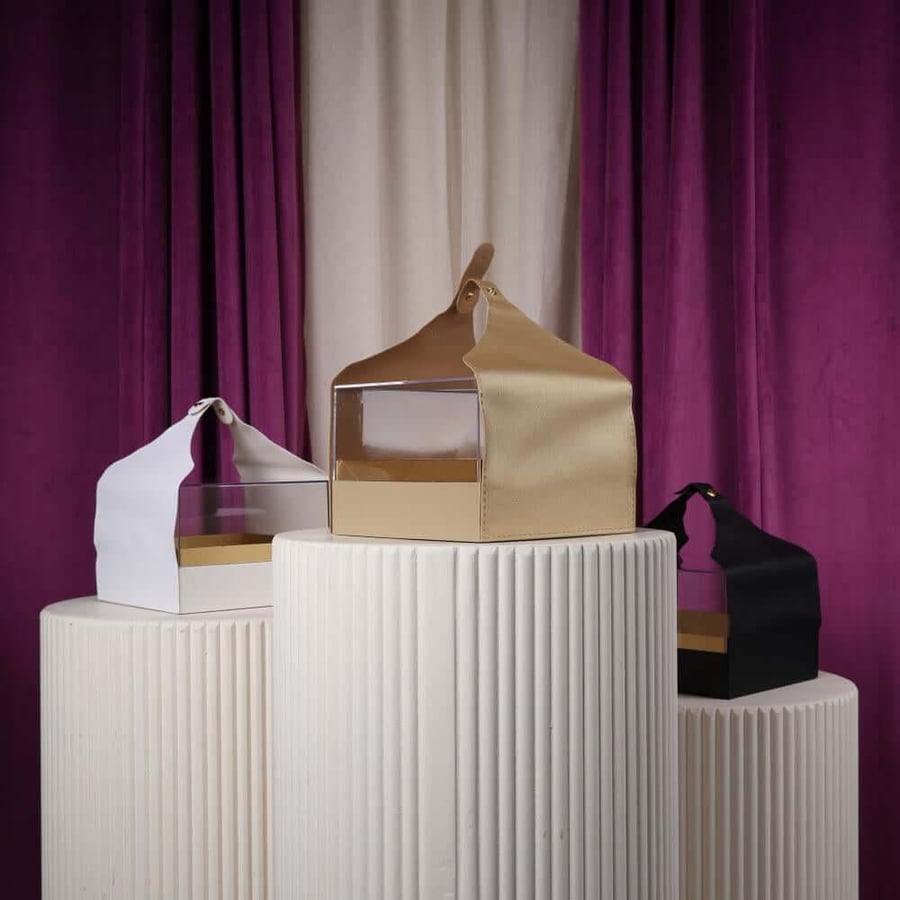 Gold leather acrylic boxes