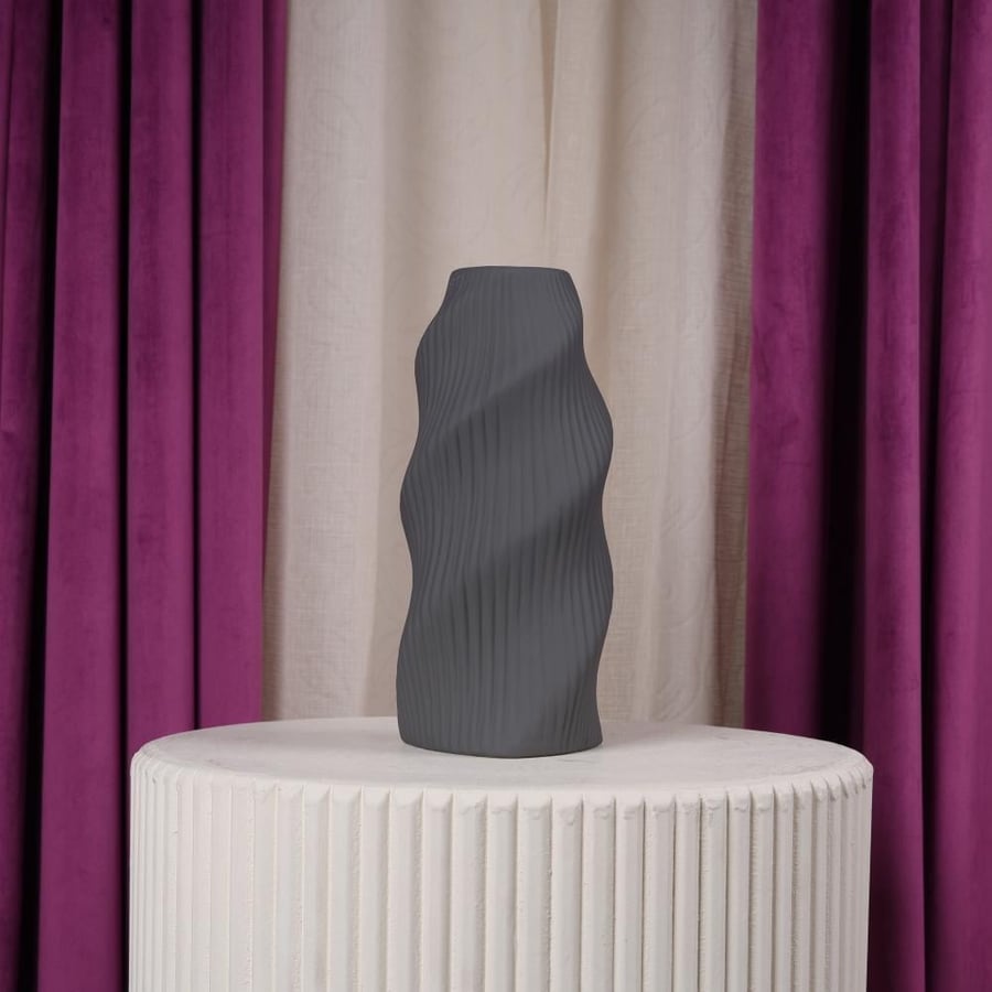 gray ceramic flower vase
