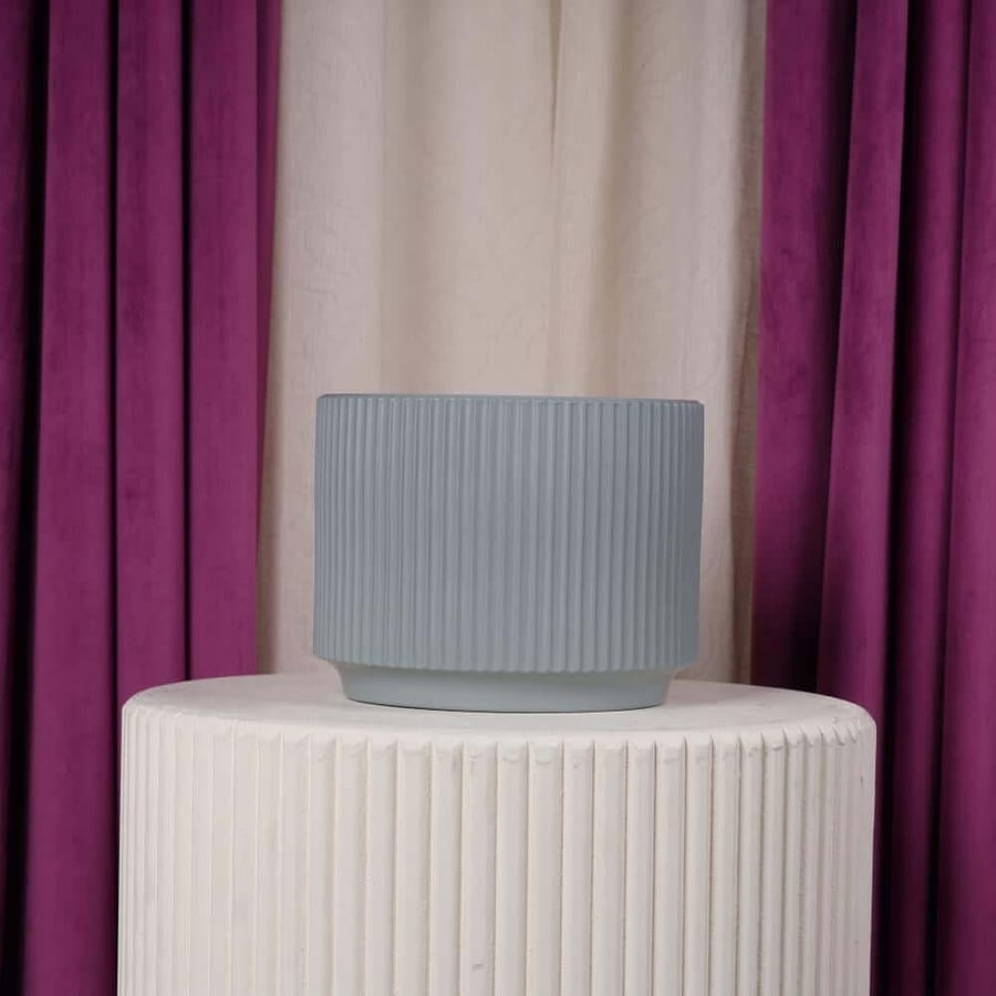 Large gray ceramic flower vase