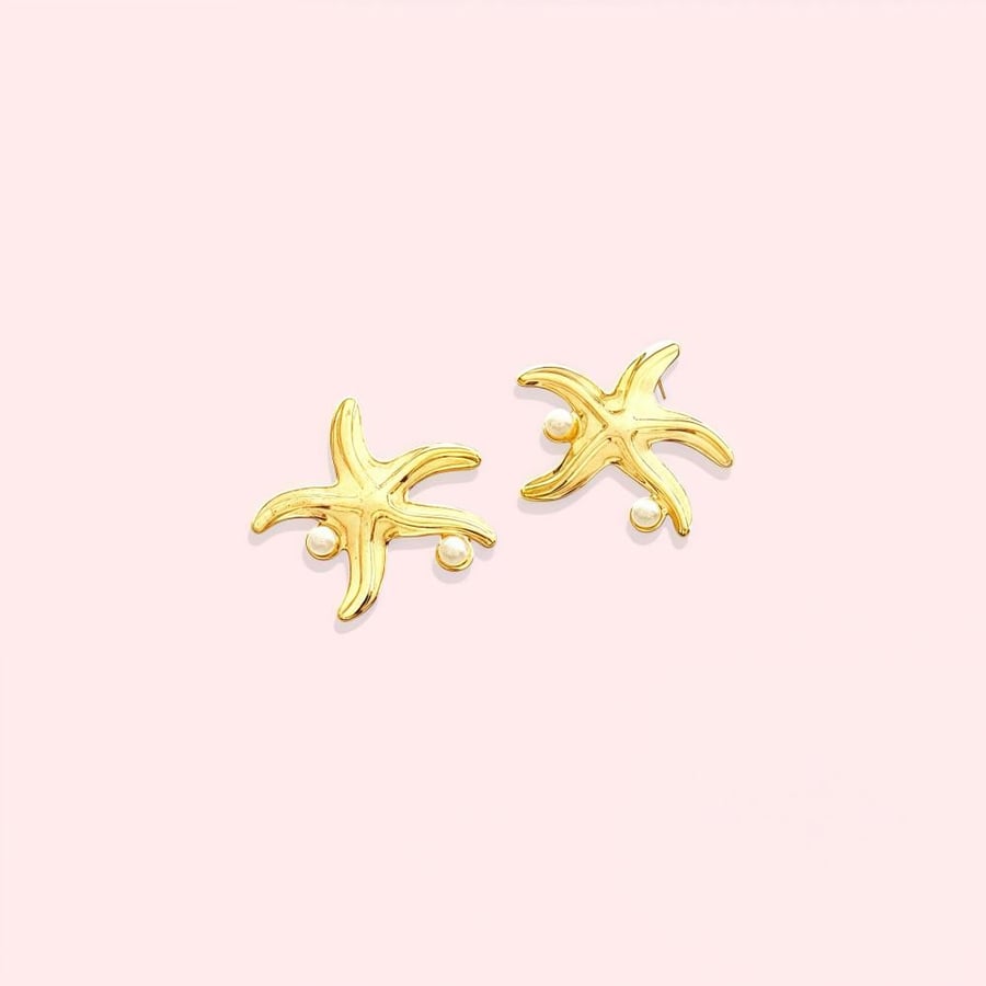 Star fish earrings with pearls