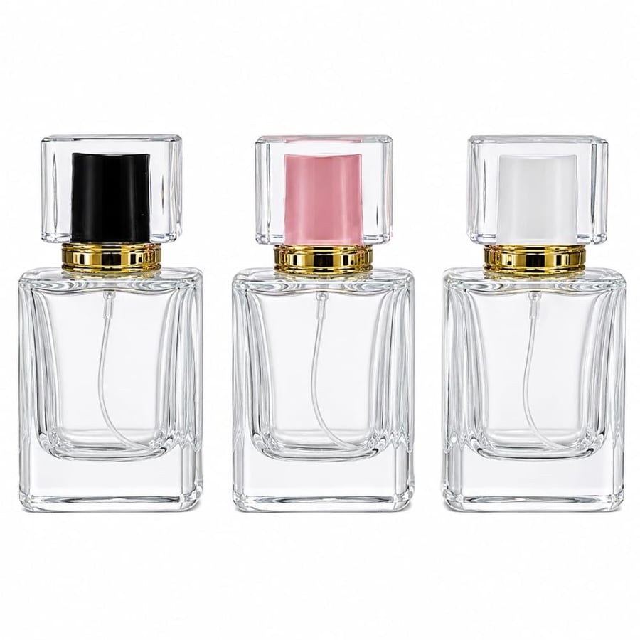 علب عطور بخاخ فارغ برم شكل مربع  30 مل 12 قطعة ملون