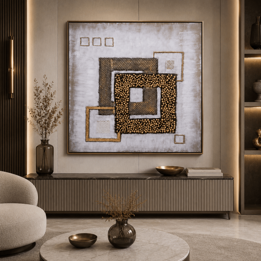 لوحة جدارية هندسية بخطوط هندسية عصرية 100 في 100 سم
