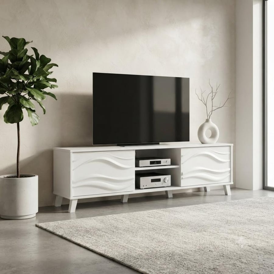 طاولة تلفزيون خشب MDF أبيض 160 سم