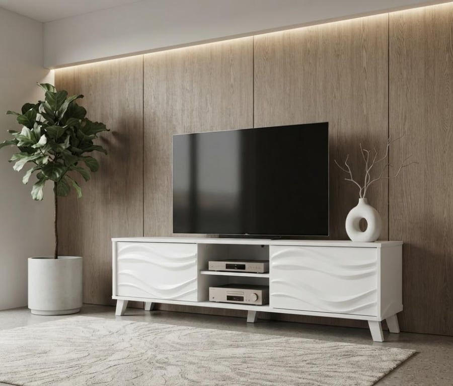 طاولة تلفزيون خشب MDF أبيض 140 سم